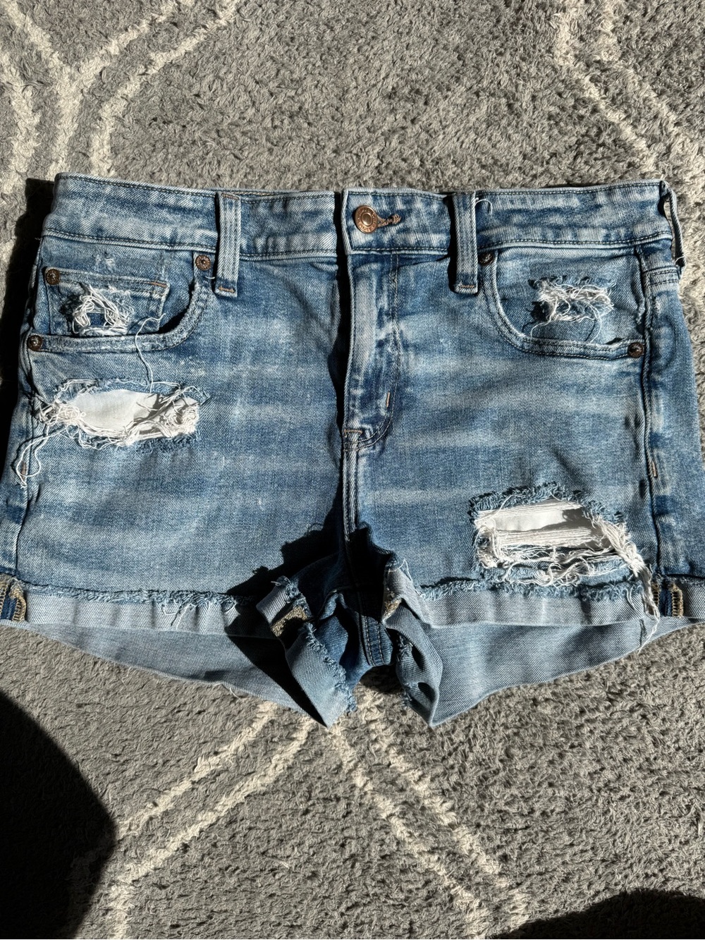 American Eagle Outfitters Light Blue Distressed Denim Cutoff Shorts